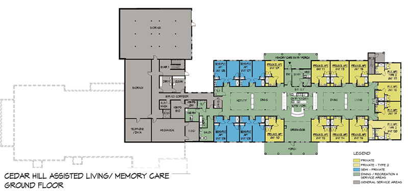 Floor plan of Memory Care Unit - The Village Expansion Project